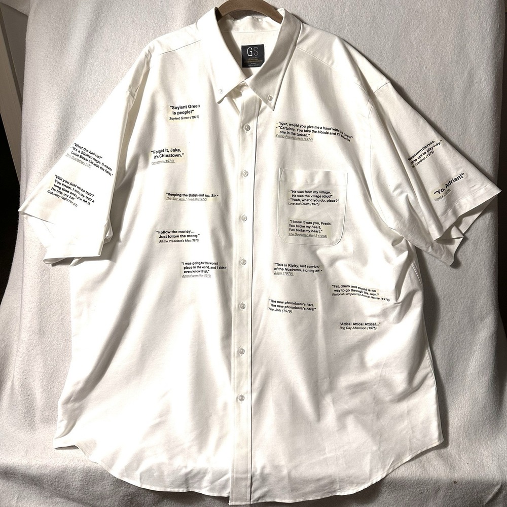 Men's Size‎ 19 Big 70s Movie Quote Button Down Shirt Handmade